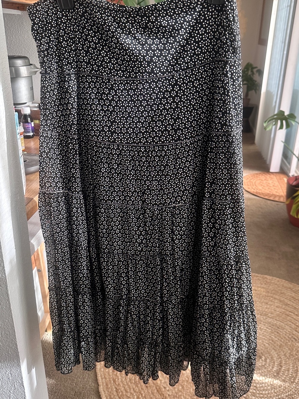 Studio M Black and White Floral Tiered Skirt